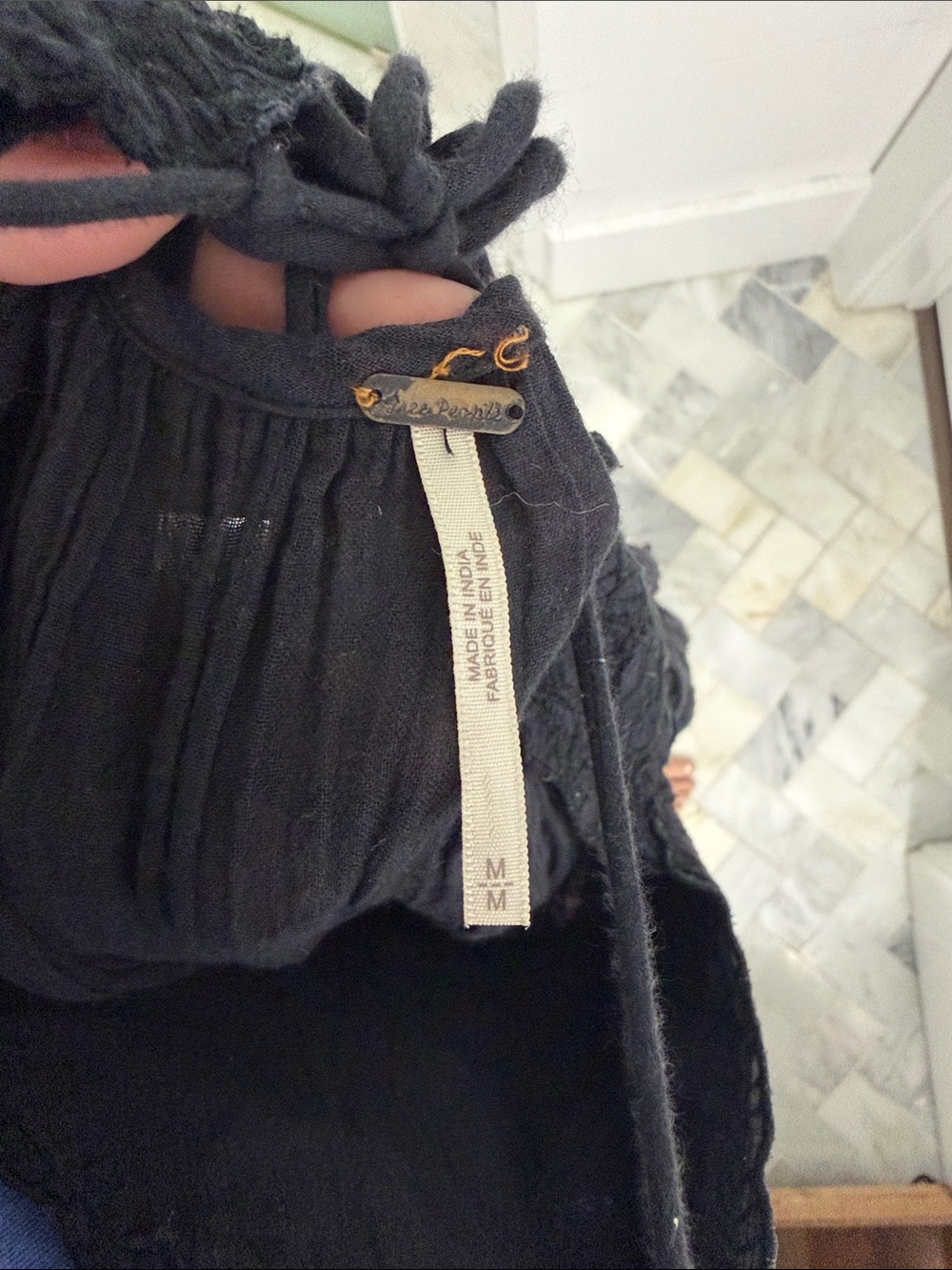 Free People Black Lace-Trim Spaghetti Strap Camisole - Picture 4 of 4